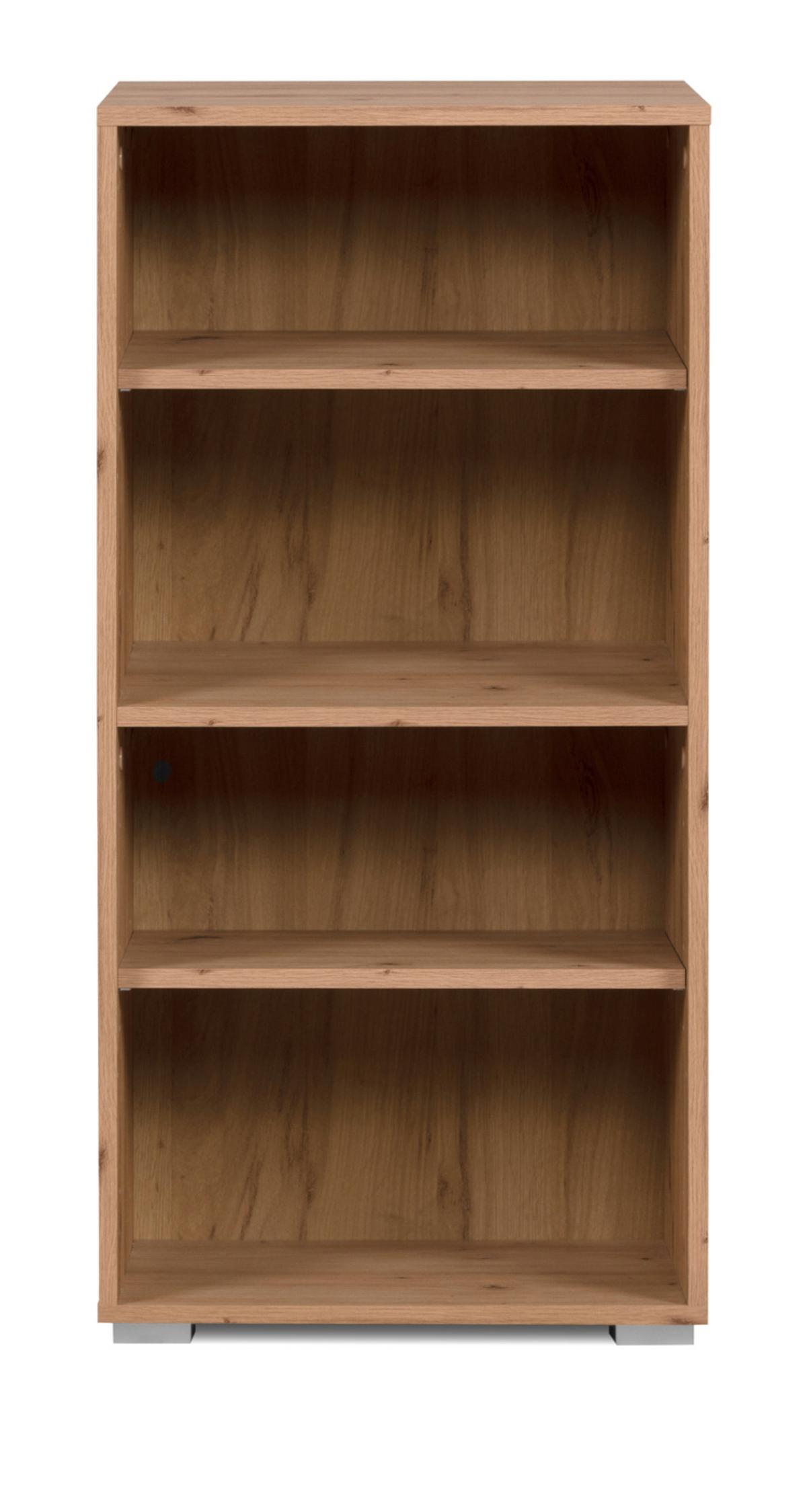 REGAL Eiche Artisan 46 x 97 cm, Standregal mit 4 variablen Fächern - Silberfarben/Eiche Artisan, Holzwerkstoff/Kunststoff (46/96.5/33.5cm) - Furn.Design