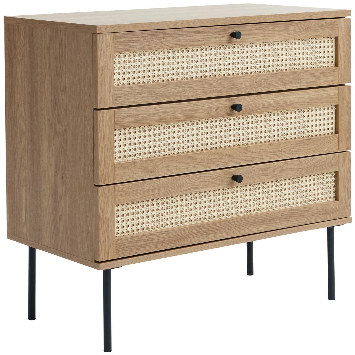 KOMMODE Mogest mit 3 Schubladen 80 cm - Beige/Schwarz, Holzwerkstoff/Kunststoff (80/75/40cm) - Selsey