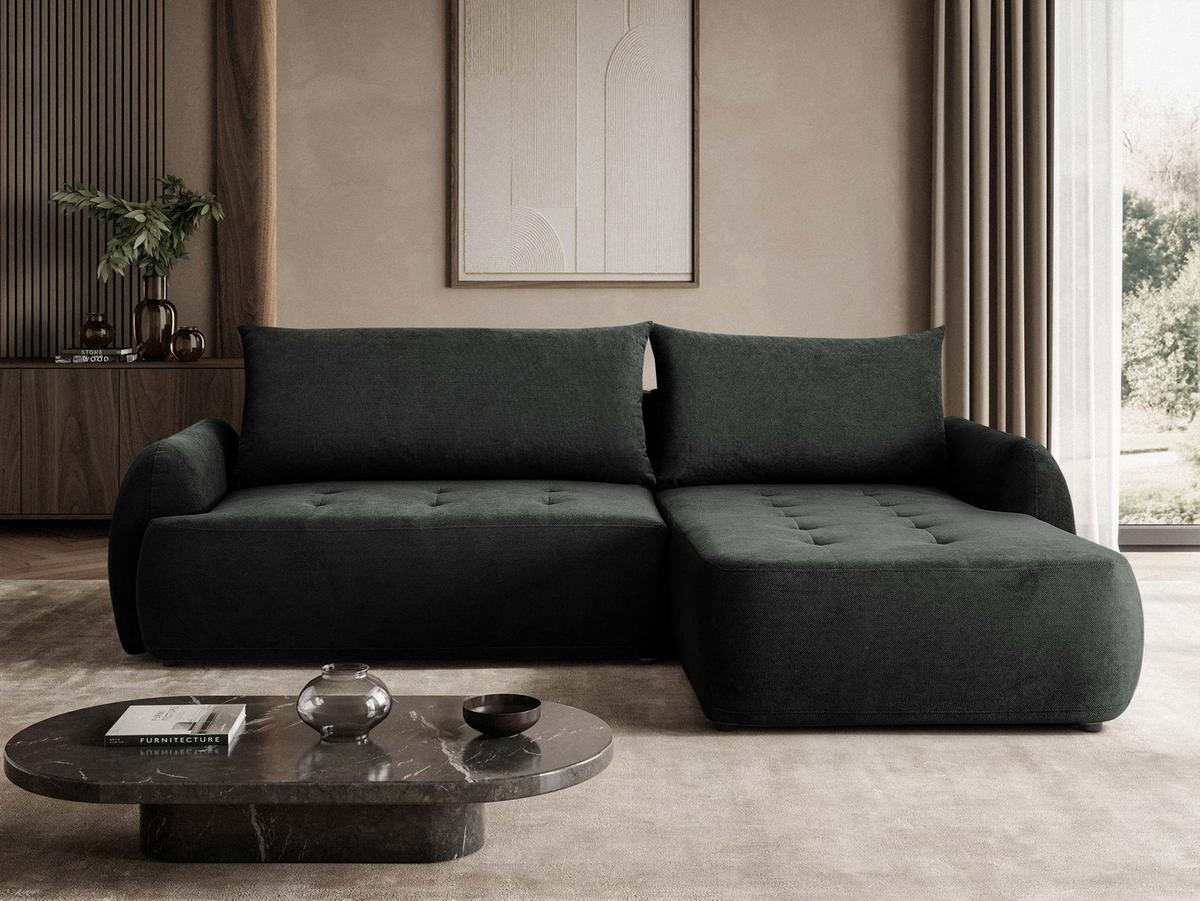 ECKSCHLAFSOFA Bueno II, Seite: Rechts - Dunkelgrau/Schwarz, Holz/Textil (185/280cm) - MIRJAN24