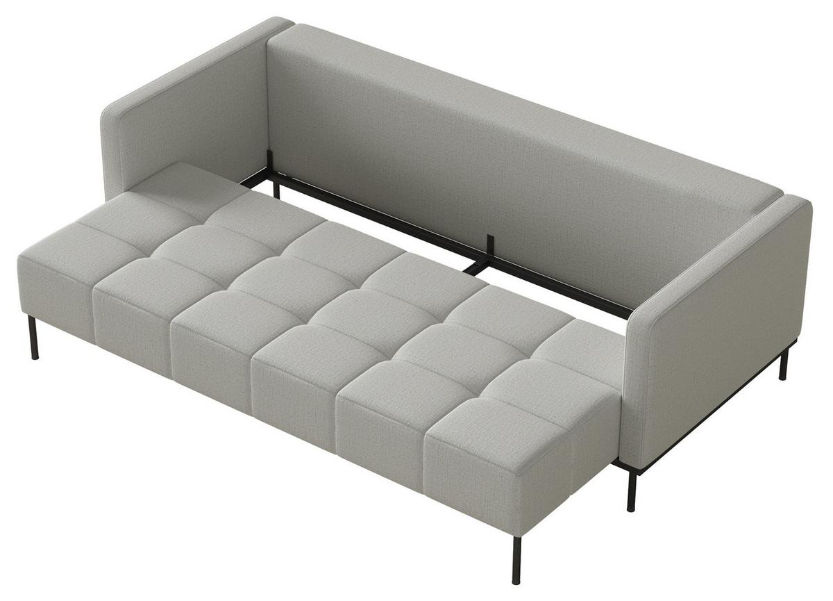 SCHLAFSOFA Skilia mit Schlaffunktion, 3-Sitzer 224 cm - Hellgrau/Schwarz, Textil/Metall (224/85/102cm) - Selsey