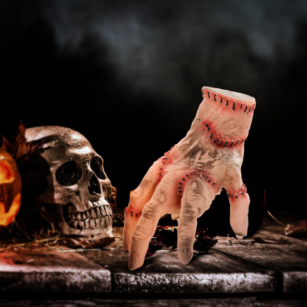 21CM Halloween Dekoration Realistische Narbes Händchen mit Soundfunktion - Rot, Kunststoff (18/21/15cm) - HOMCOM