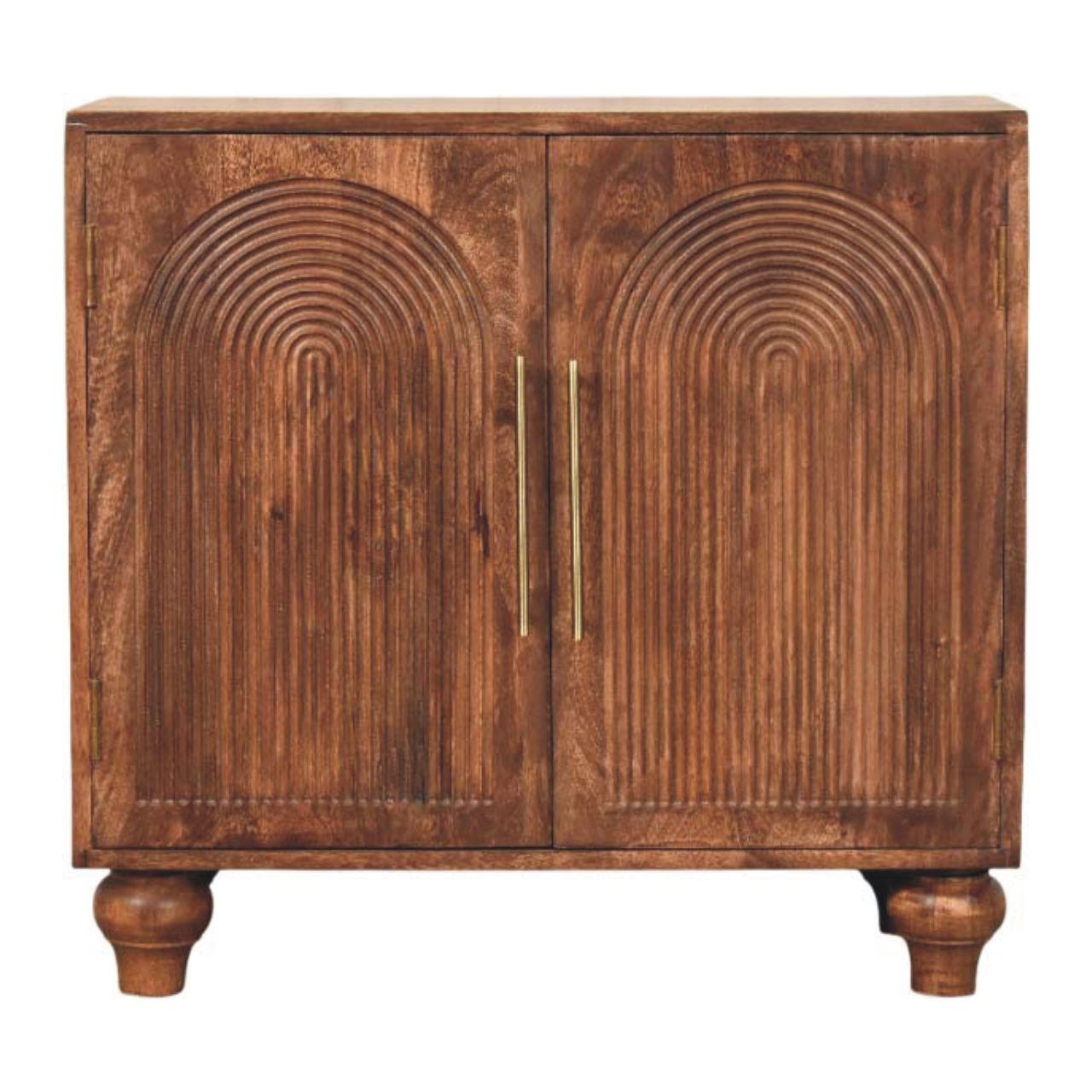 SIDEBOARD mit Roasted-Almond-Finish, 2 Türen, 2 Innenablagen, braun. - Goldfarben/Braun, Holz/Metall (75/71/35cm) - Artisan Furniture
