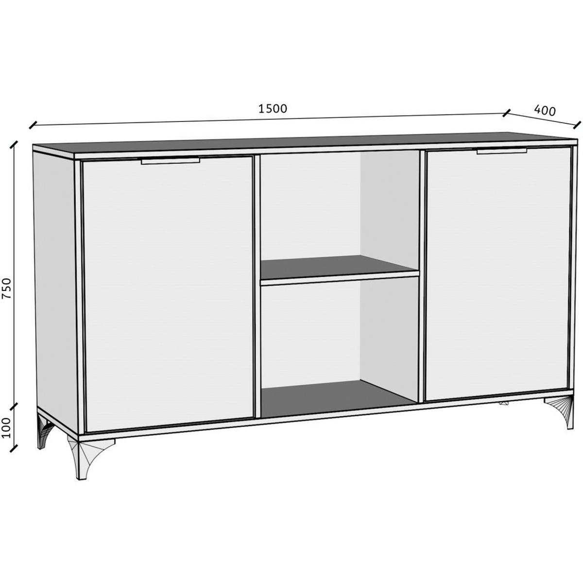 KOMMODE Home mit 2 Türen, mit Griffen, eiche Artisan - Schwarz/Eiche Artisan, Holzwerkstoff (150/85/40cm) - Beautysofa