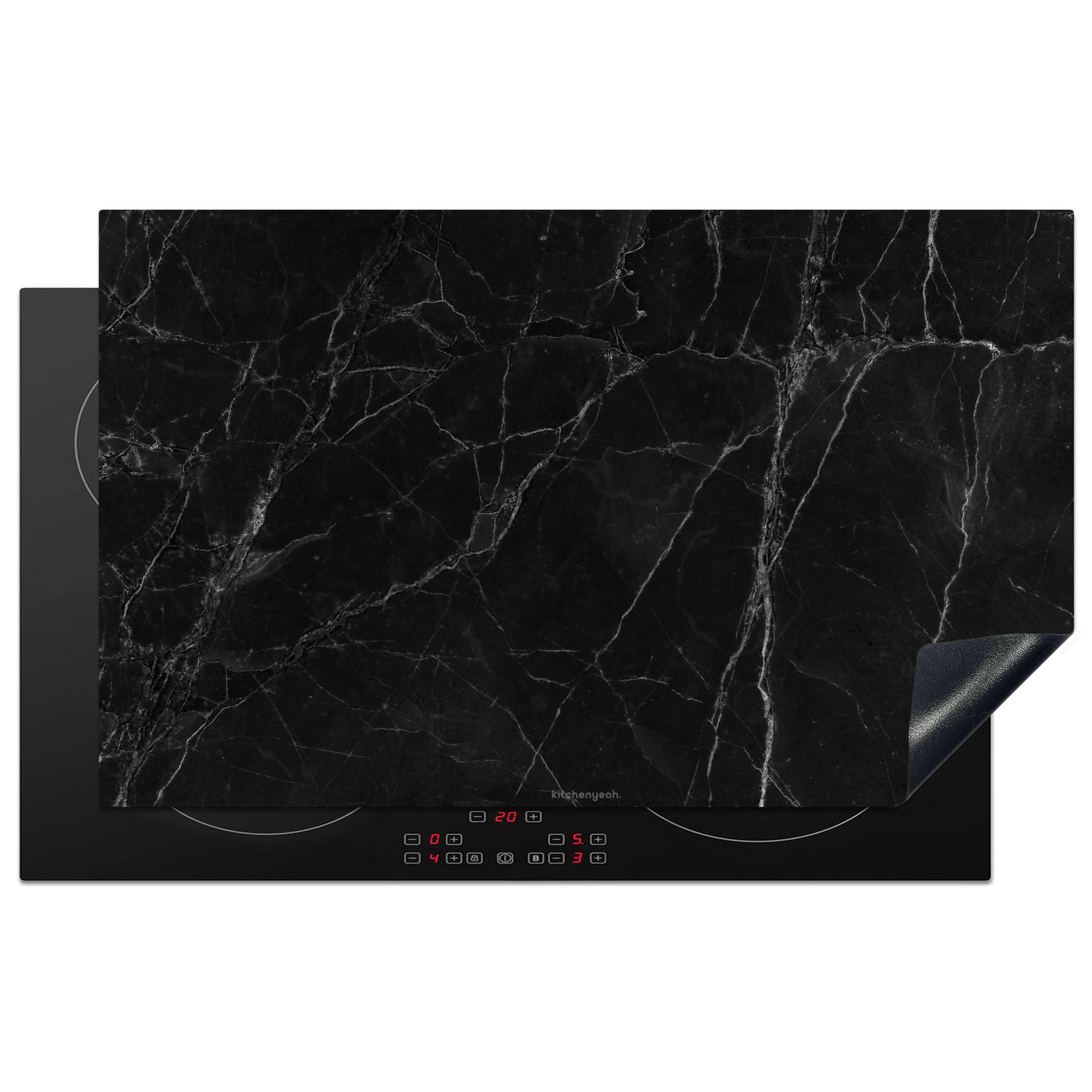 HERDABDECKPLATTE Schwarz - Marmor Ceranfeldabdeckung 85x52 cm - Schwarz, Kunststoff (85/52/0.2cm) - MuchoWow
