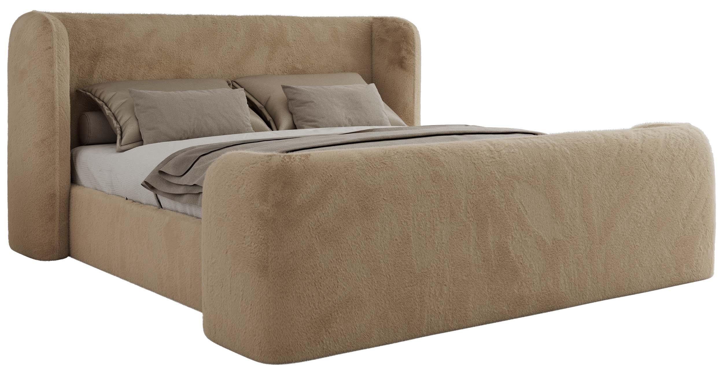 POLSTERBETT EMORA CLASSIC DUO 140/200 - Beige Plüsch - Schaum-Matratze - Beige, Textil (140/200cm) - MKS