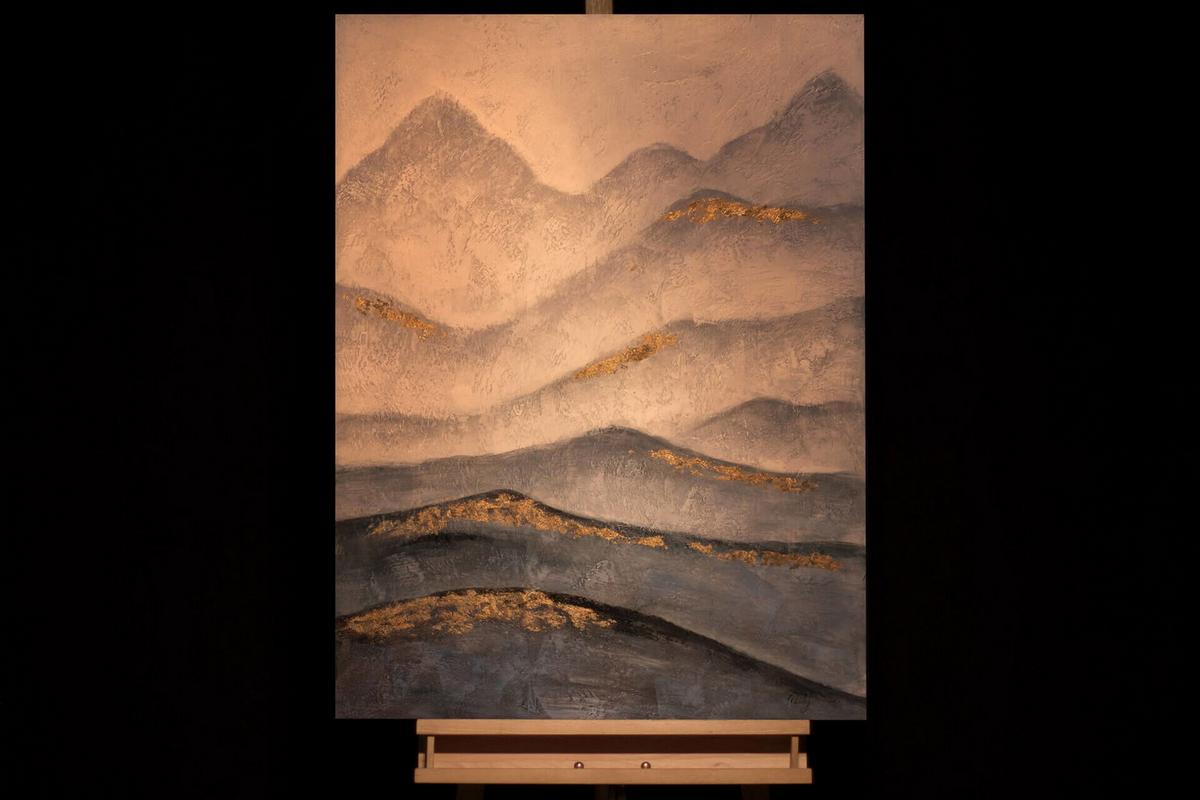 ACRYLBILD HANDGEMALT 75/100 cm - Petrol, Holz/Textil (75/100cm) - KUNSTLOFT