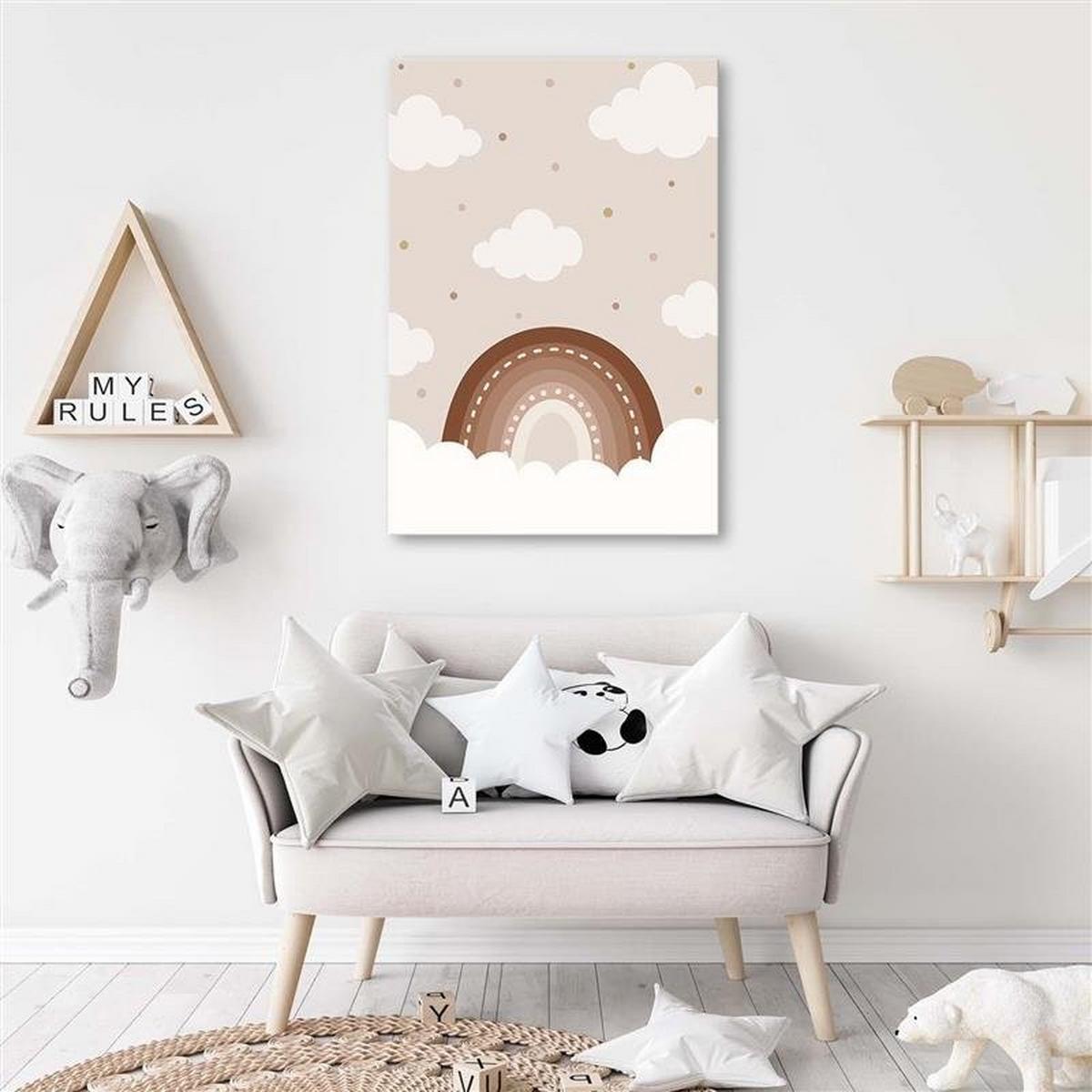 LEINWANDBILD Wolken über einem Regenbogen - Lila, Textil (70/100cm) - Feeby
