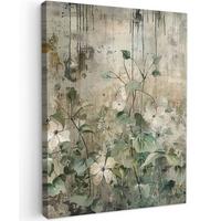 LEINWANDBILD Blumen - Blätter - Abstrakt - Modern Room Decor 30x40 cm - Grau, Textil (30/40cm) - MuchoWow