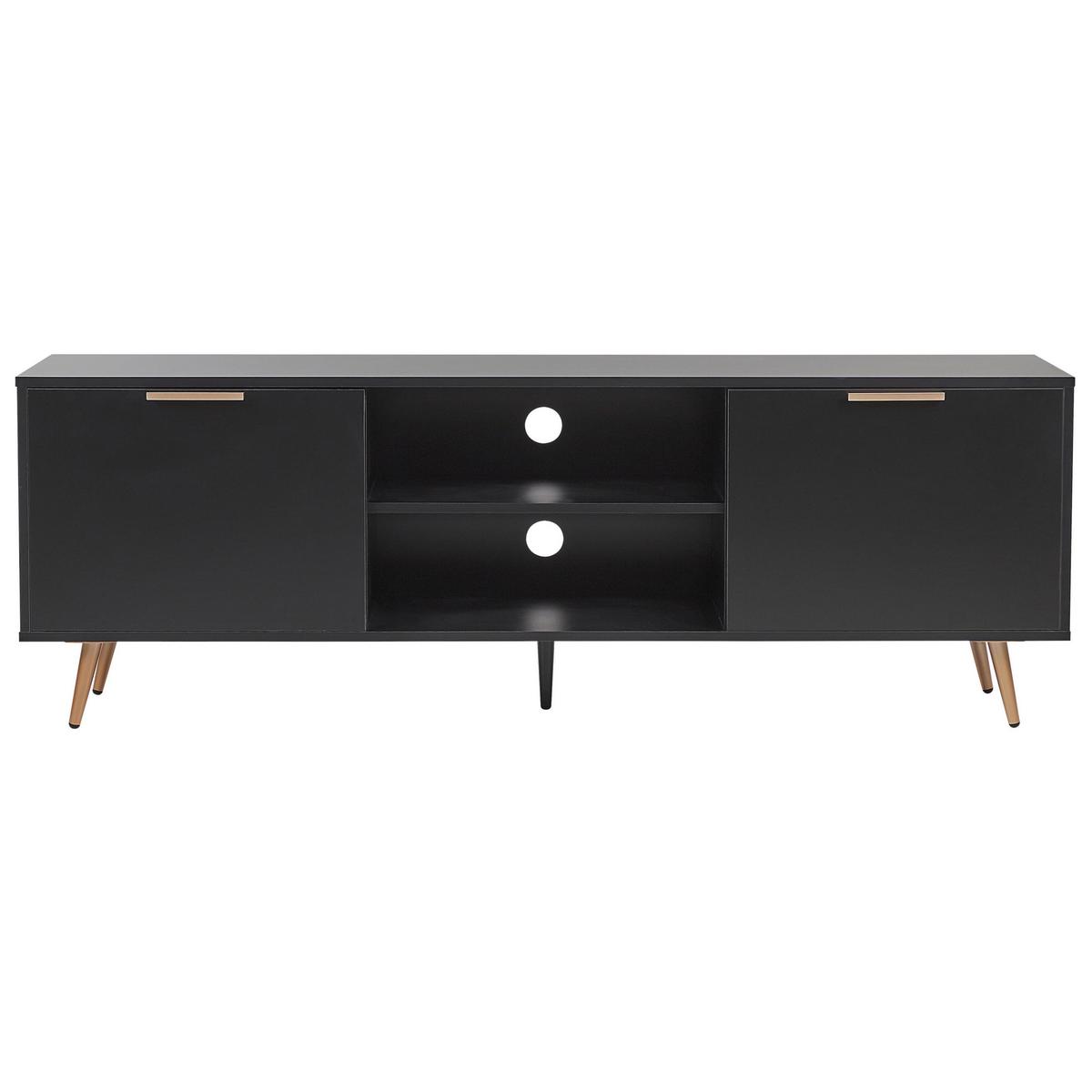 TV-MÖBEL Schwarz, Gold INDIO 40/166/57 cm - Schwarz, Holzwerkstoff (166/57/40cm) - Beliani