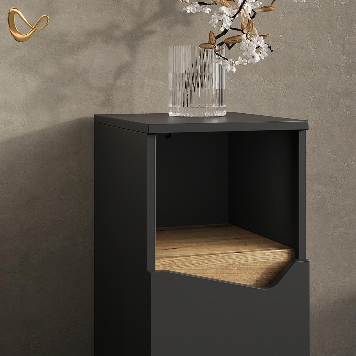 BADMÖBEL-KOMBINATION Timavo Anthrazit 3 Teile, mit Midischrank - Anthrazit, Holzwerkstoff (60/57/35cm) - Livinity®