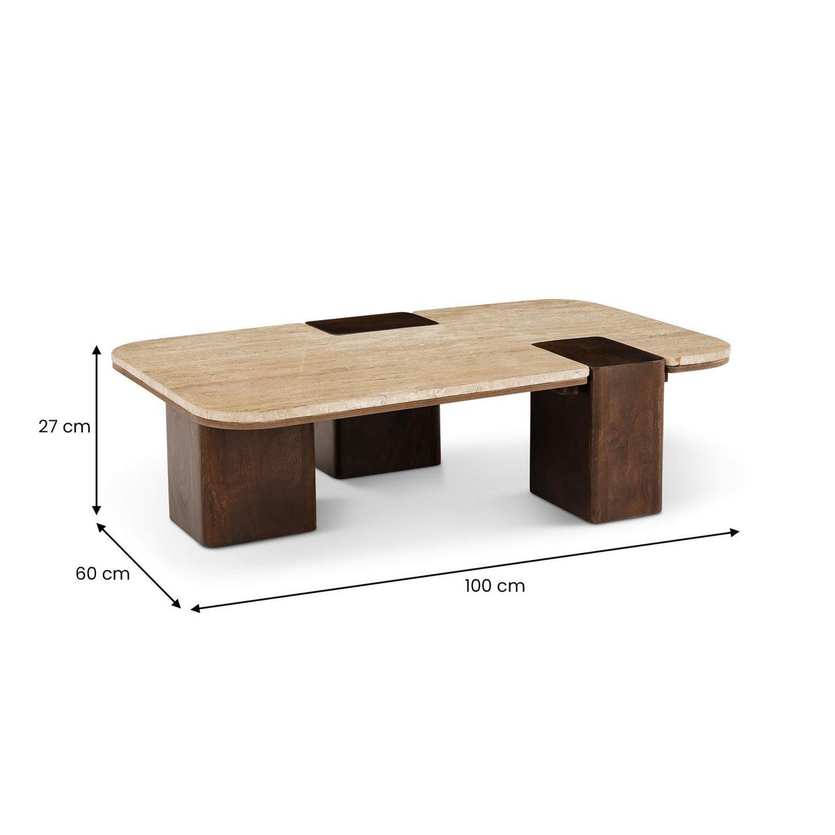 COUCHTISCH SURAT braun/beige - Beige/Braun, Holz/Naturmaterialen (60/100/27cm) - IDIMEX