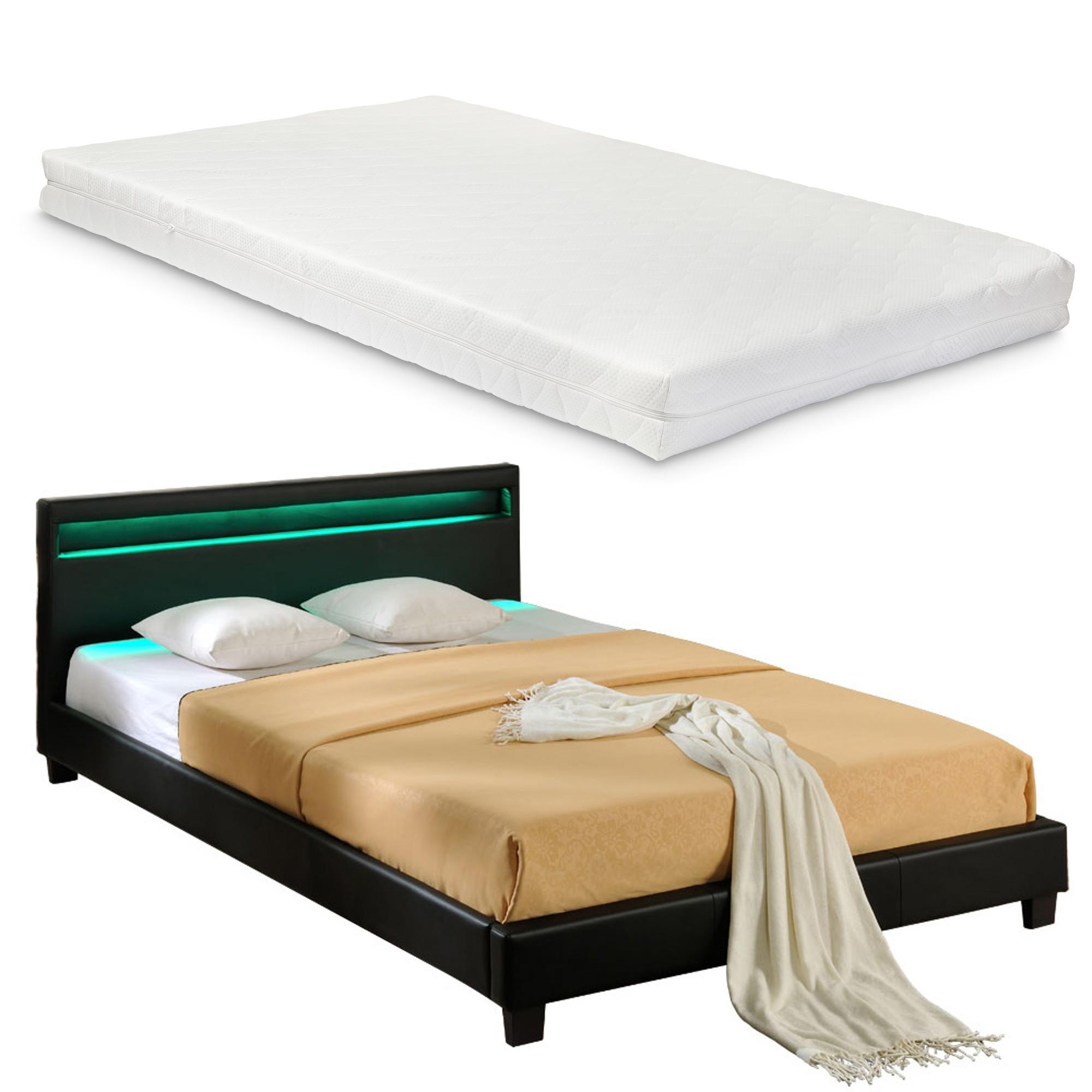 POLSTERBETT Paris mit Matratze und LED-Beleuchtung - Schwarz, Textil (160/200cm) - Corium