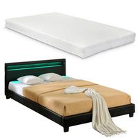 POLSTERBETT Paris mit Matratze und LED-Beleuchtung - Schwarz, Textil (180/200cm) - Corium