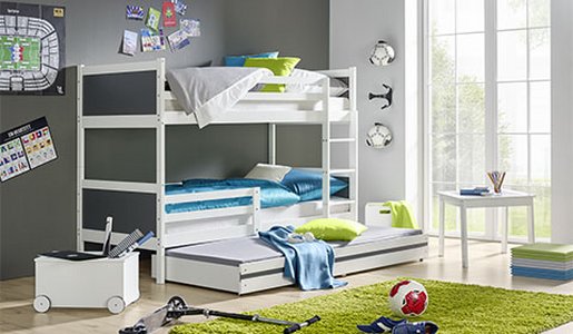 Thuka Hochbett 90x200 Bett Weiss Inkl Matratze Grau Kinderbett