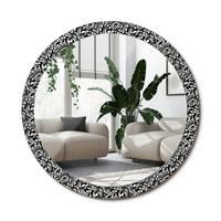 SPIEGEL Rund Ø 100 cm mit Aufdruck - Schwarz/Weiß, Glas (100/100/0.4cm) - Wallfluent