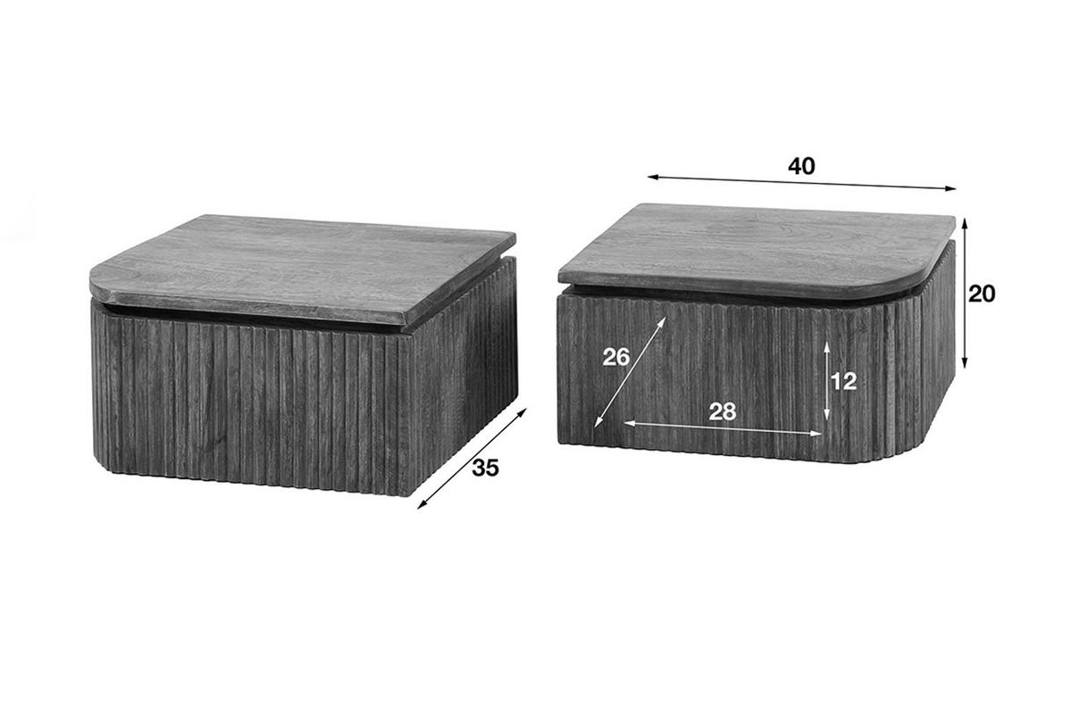 NACHTTISCH HEVE 2ER SET Holz Mango - Zwetschgeholzfarben, Holz (40/20/35cm) - KAWOLA