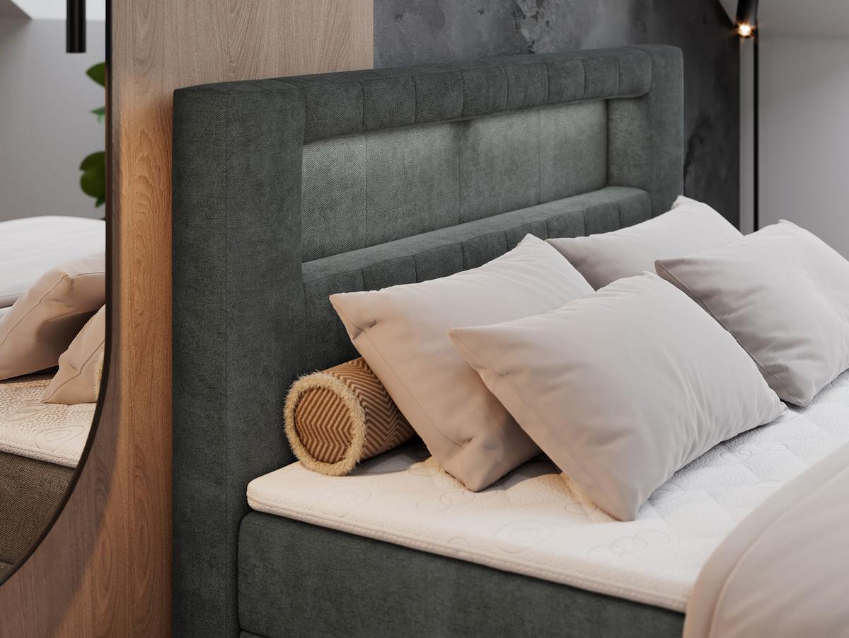 BOXBETT GOLD-5 LED 140/200 Dunkelgrau Struktur - H3 - Dunkelgrau, Holz/Textil (140/200cm) - MKS