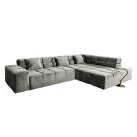 ECKSOFA NEVADA Silber Velvet - Silberfarben/Schwarz, Textil (319/215cm) - KAWOLA