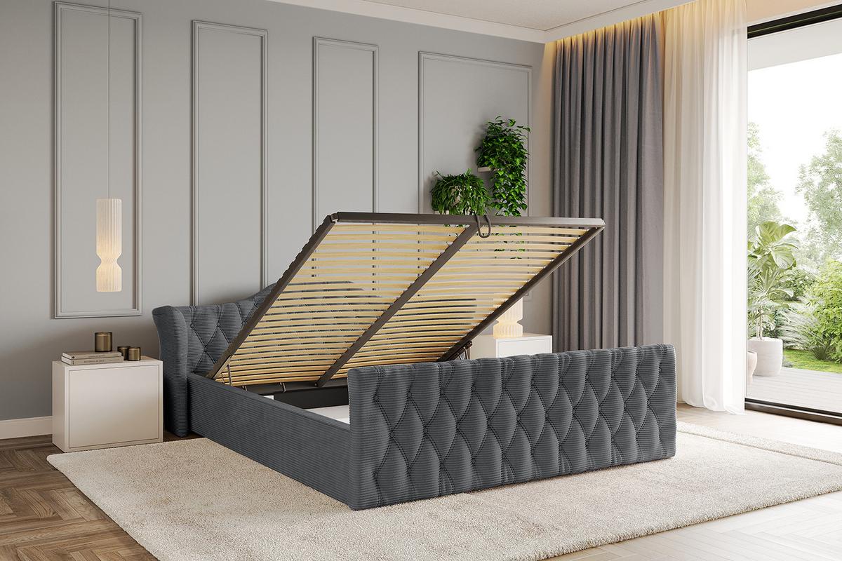 POLSTERBETT mit Bettkasten, Fußteil und Lattenrost, Boxbett ohne Matratze - ZORAN-Z-V1 120x200 Dunkelgrau - Anthrazit, Holzwerkstoff/Textil (120/200cm) - ALTDECOR