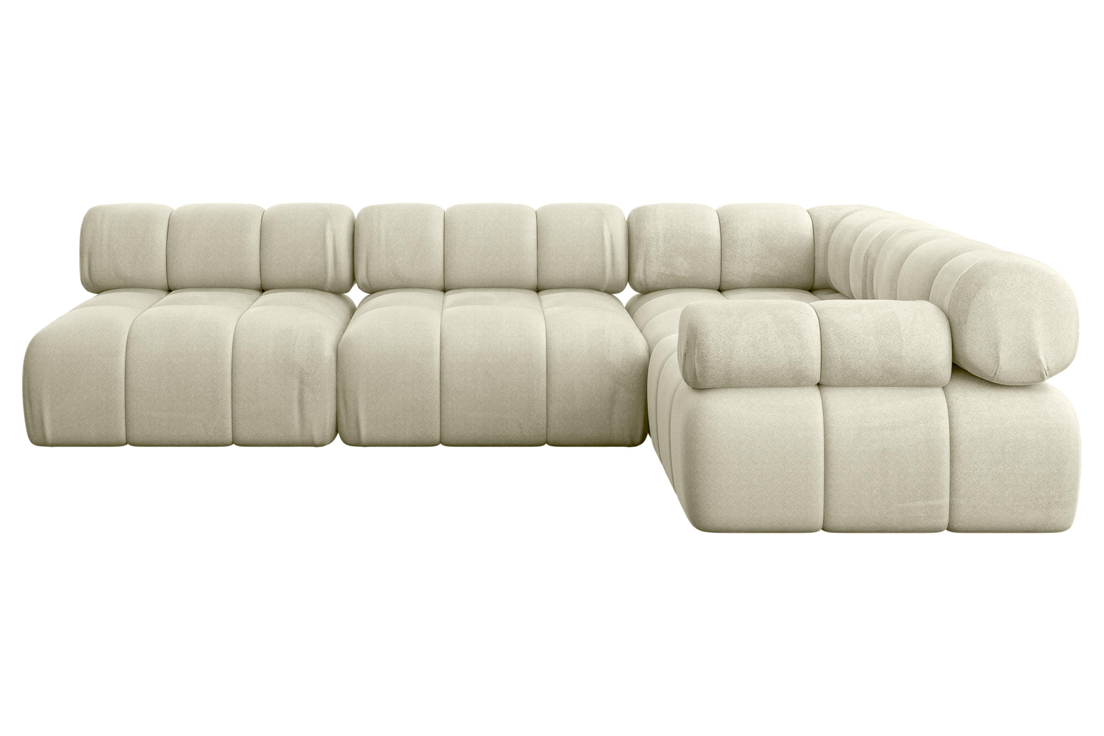 ECKSOFA modulares Sofa Mende-L2 - 285x190x70 cm Beige Velours - Beige, Holzwerkstoff/Textil (285/190cm) - ALTDECOR