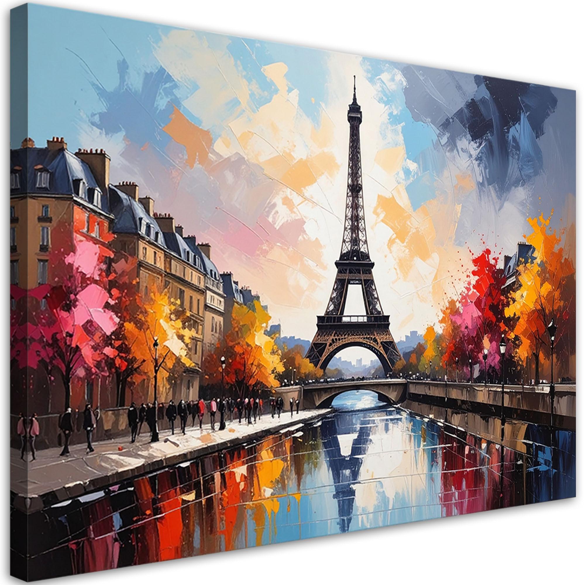 BILD auf Leinwand, Eiffelturm in den Herbstfarben von Paris - Multicolor, Textil (100/70cm) - Feeby