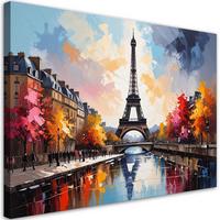 BILD auf Leinwand, Eiffelturm in den Herbstfarben von Paris - Multicolor, Textil (60/40cm) - Feeby