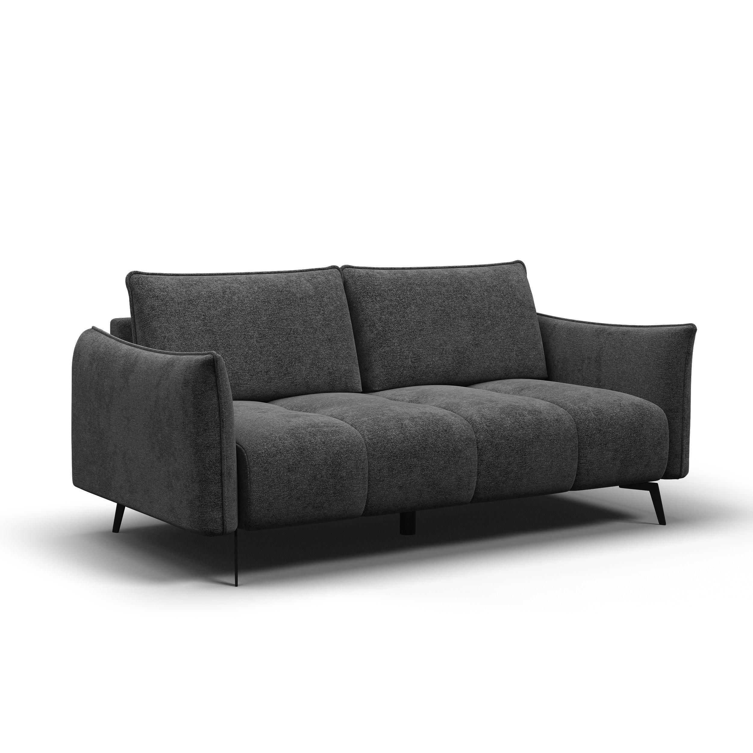 SOFA AERA 2,5-Sitzer, dunkelgrau - Dunkelgrau/Schwarz, Holz/Textil (187/89/96cm) - Wozimo
