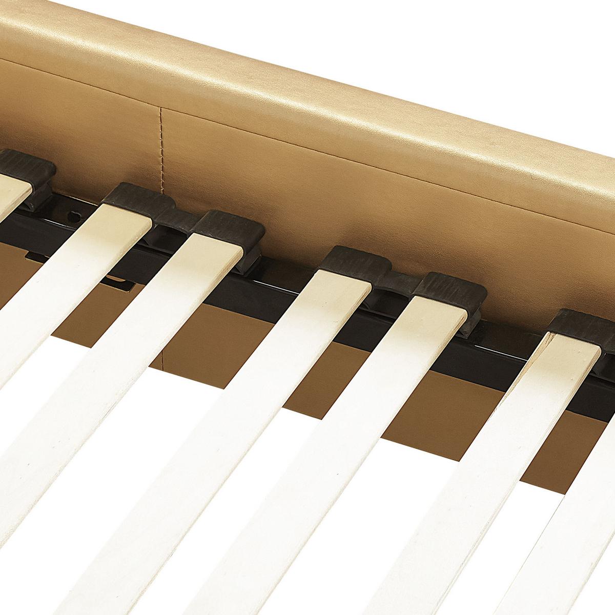 LEDERBETT 140/200cm Gold Paris - Goldfarben, Leder (140/200cm) - Beliani