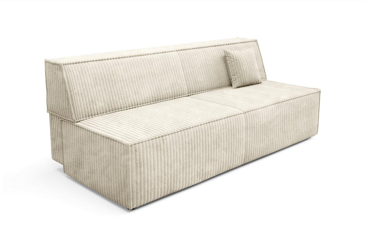 BETTSOFA TESSO Ecru Kordstoff mit Schlaffunktion - Ecru, Holz (202/74/94cm) - MASSENO
