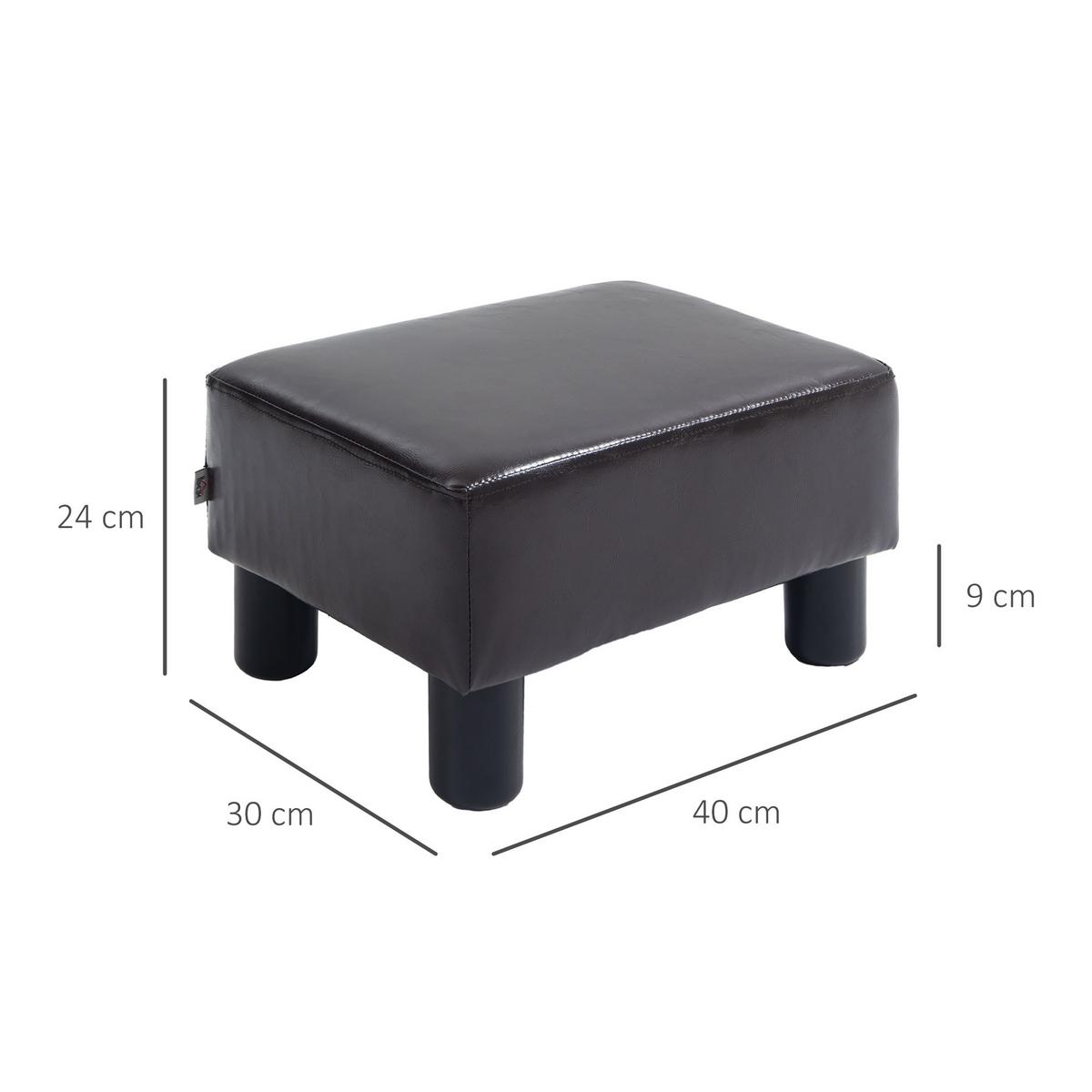 FUSSHOCKER, Polsterhocker - Dunkelbraun, Leder (30/24/40cm) - HOMCOM