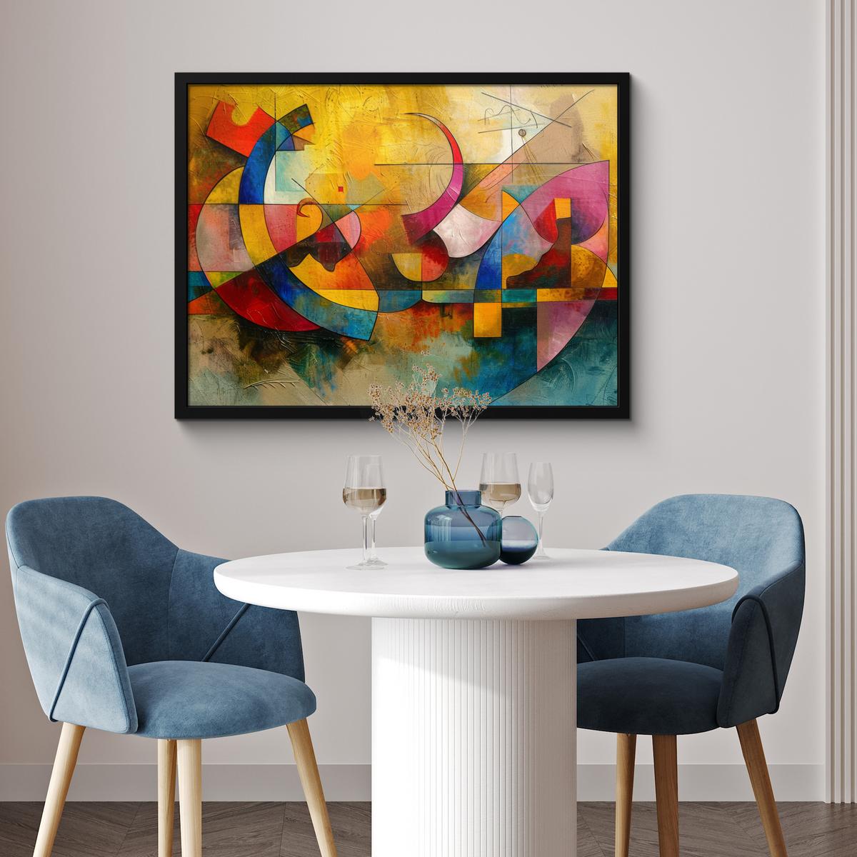 POSTER MIT RAHMENGERAHMTES BILD Kunst - Abstrakt - Modern 80x60 cm - Gelb, Papier (80/60cm) - MuchoWow