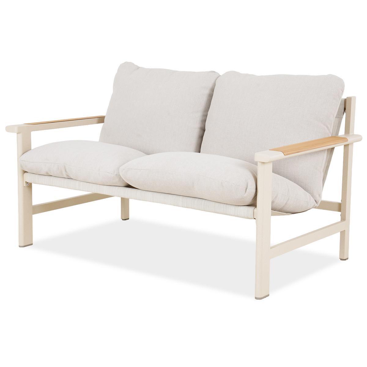 GARTENSET Aspen aus Metall, 2 Sessel + 2-Sitzer Sofa + Couchtisch, Beige - Beige, Metall - Beautysofa