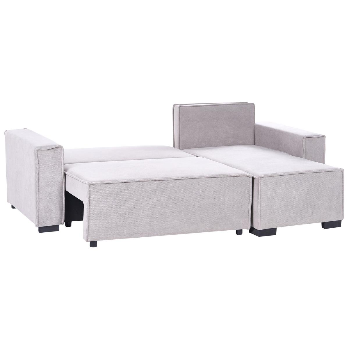 ECKSCHLAFSOFA 3-Sitzer Stoff Grau mit Stauraum linksseitig Edane - Grau, Textil (232/150cm) - Beliani