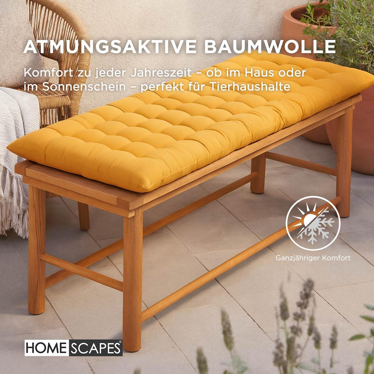 BANKAUFLAGE 3-Sitzer gelb 143/48/5 cm - Gelb, Textil (143/48/5cm) - Homescapes