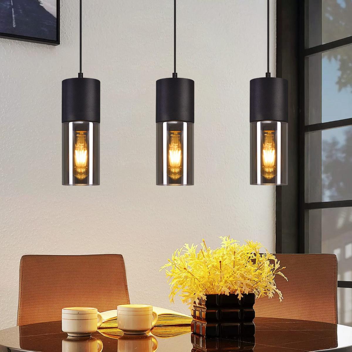 PENDELLEUCHTE Elmar 3-flammig 50/10/150 cm - Schwarz, Metall (50/10/150cm) - Nettlife