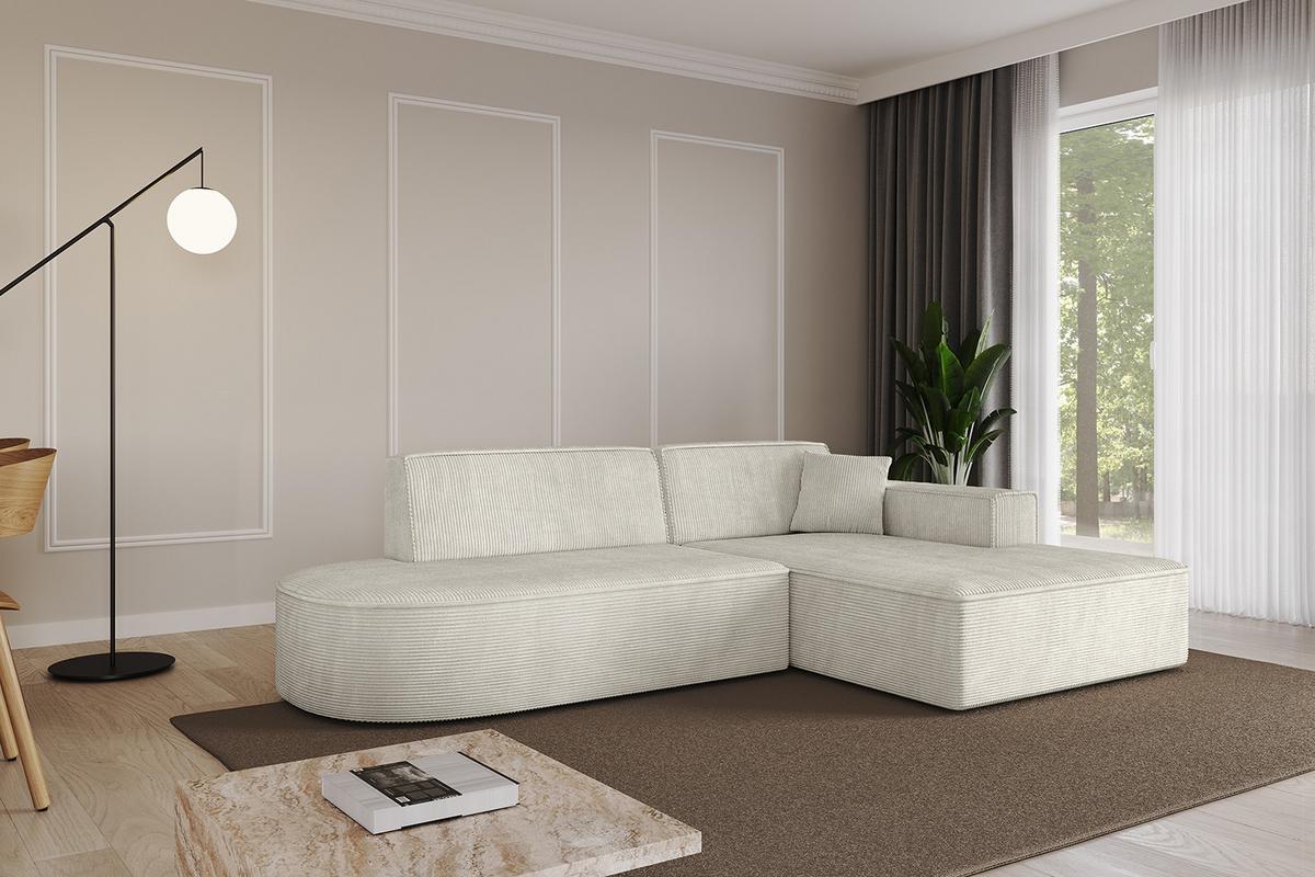 ECKSOFA Ottomane Rechts IREA-L1-v4 - 232x165x77 cm Creme - Ecru/Creme, Holzwerkstoff/Textil (232/165cm) - ALTDECOR