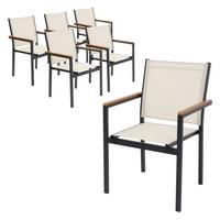 GARTENSTÜHLE 6er Set Beige aus Textilene mit Aluminiumgestell - Beige, Metall (56/85.5/53cm) - ML-DESIGN