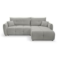 ECKSOFA MODA E Grau Geflochtener Stoff mit Schlaffunktion - Grau, Holz (257/177cm) - MASSENO