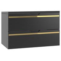 WASCHBECKENUNTERSCHRANK Varo 2 Schubladen Schwarz Matt - 80 x 46 x 52 cm - Schwarz, Holz (80/46/50cm) - Badplaats