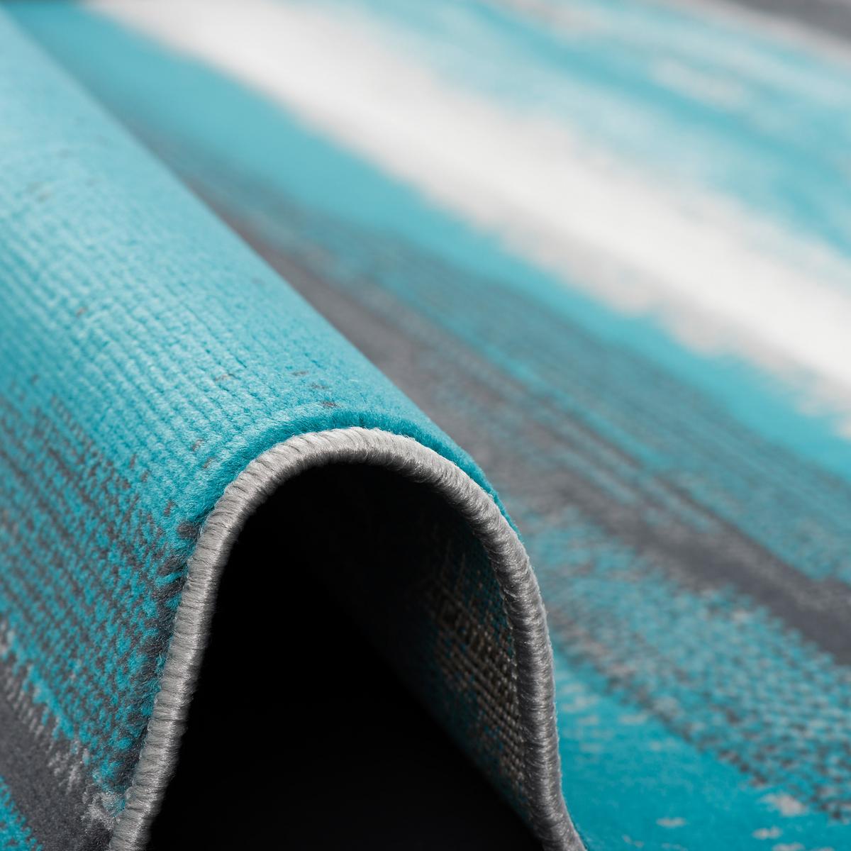 MODERN DESIGNER VELOURS TEPPICH SAMBA - Türkis/Grau, Textil (190/280cm) - Pergamon