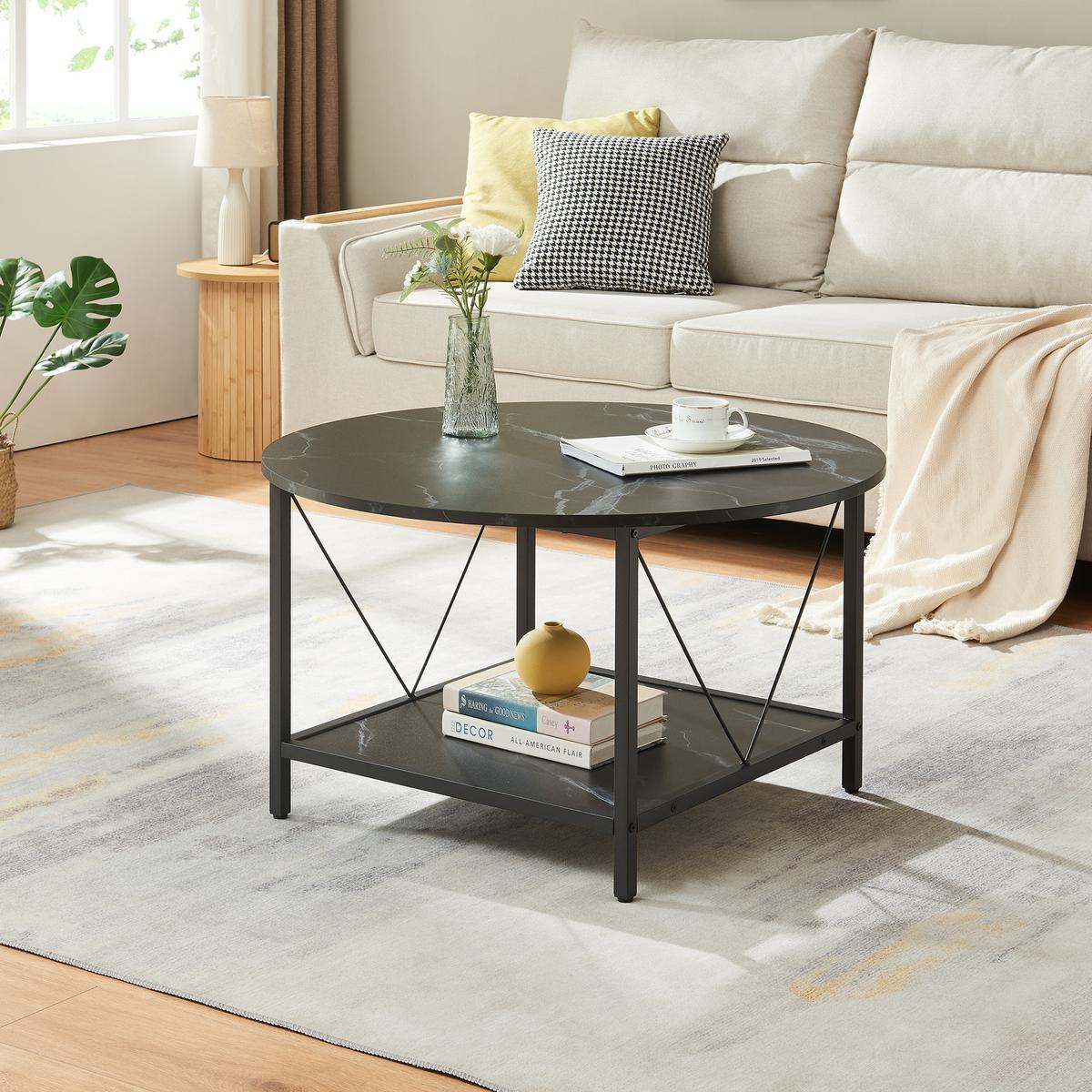 COUCHTISCH Filem 80/46 cm - Schwarz, Holzwerkstoff/Metall (80/80/46cm) - [en.casa]