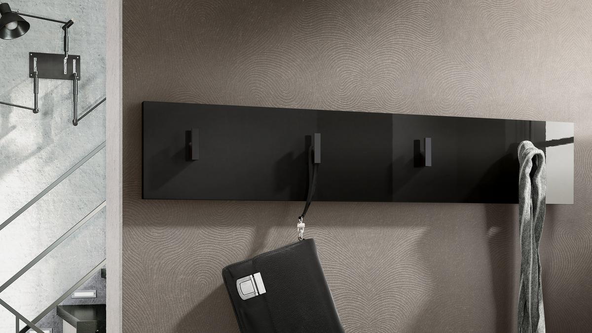 GARDEROBENPANEEL Linea Schwarz Hochglanz - Schwarz Hochglanz, Holzwerkstoff (72/14.5/3.5cm) - Vladon
