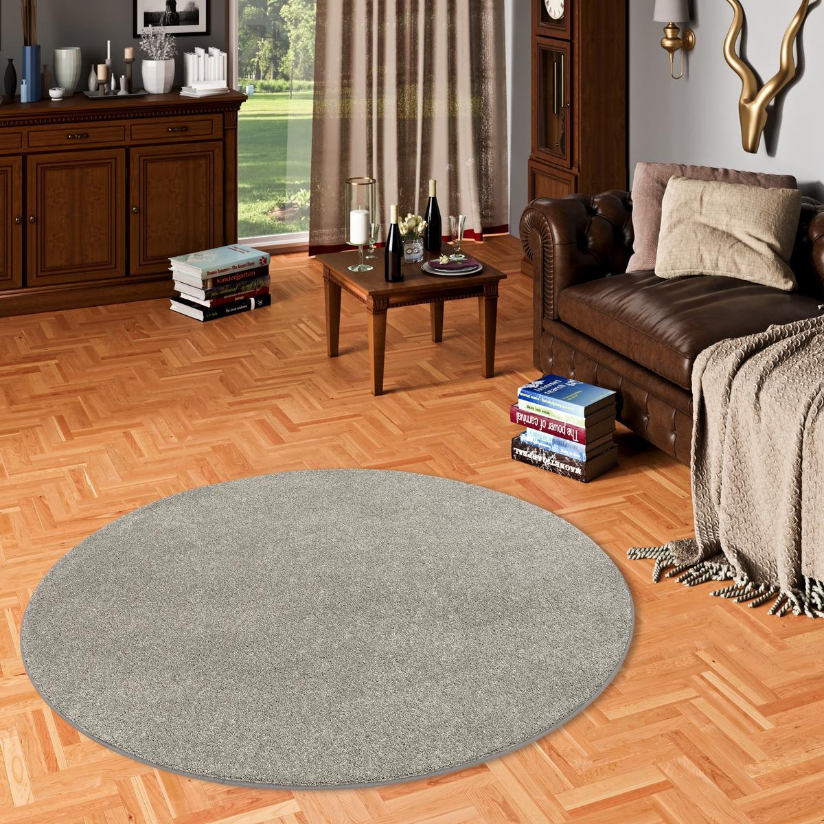 LUXUS VELOURS TEPPICH LAGUNA SOFT RUND - Graphitfarben, Textil (133/133cm) - Snapstyle