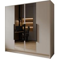 KLEIDERSCHRANK Mono Lux mit Speigel, Drehtüren mit Schwarze Metallgriffe, Kaschmir 200/200/51 cm - Kaschmir/Beige, Holzwerkstoff (200/200/51cm) - WFL GROUP