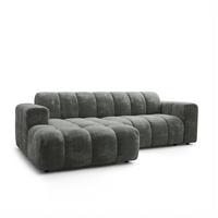 ECKSOFA TISI Grau Chenille - Grau, Holz (274/165cm) - MASSENO