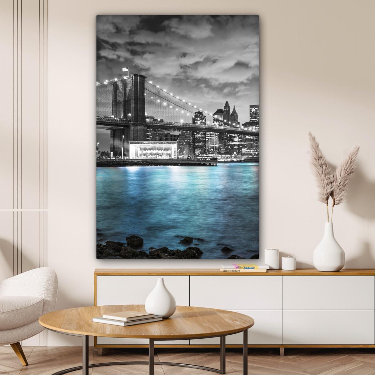 LEINWANDBILD New York - Skyline - Stadt - Blau Deko XXL 80x120 cm - Blaugrau, Textil (80/120cm) - MuchoWow