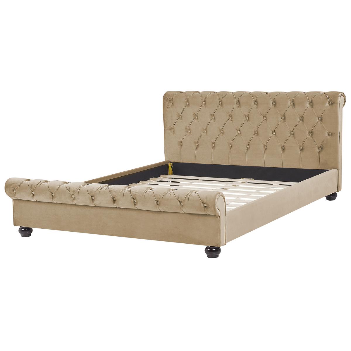 POLSTERBETT 160/200cm Beige Avallon - Beige, Textil (160/200cm) - Beliani