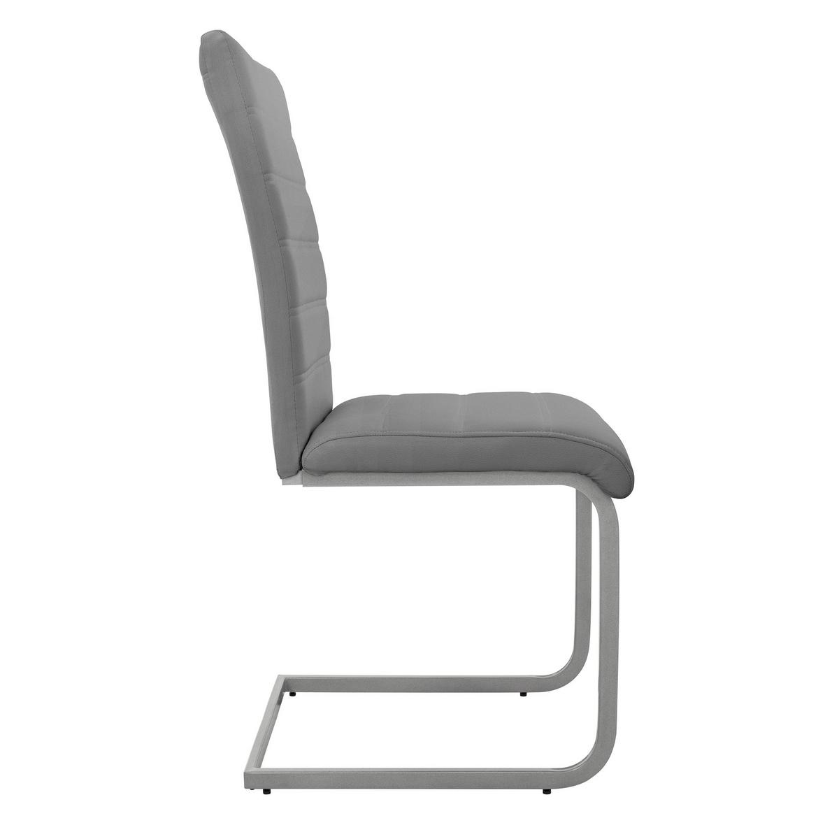 SCHWINGSTUHL 4er Set Grau Kunstleder - Silberfarben/Grau, Metall (40/102/57cm) - ML-DESIGN