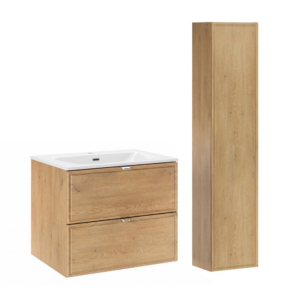 BADMÖBEL 61cm Elias 2er-Set Holz - Braun, Holzwerkstoff (61/50/46cm) - Petits-meubles
