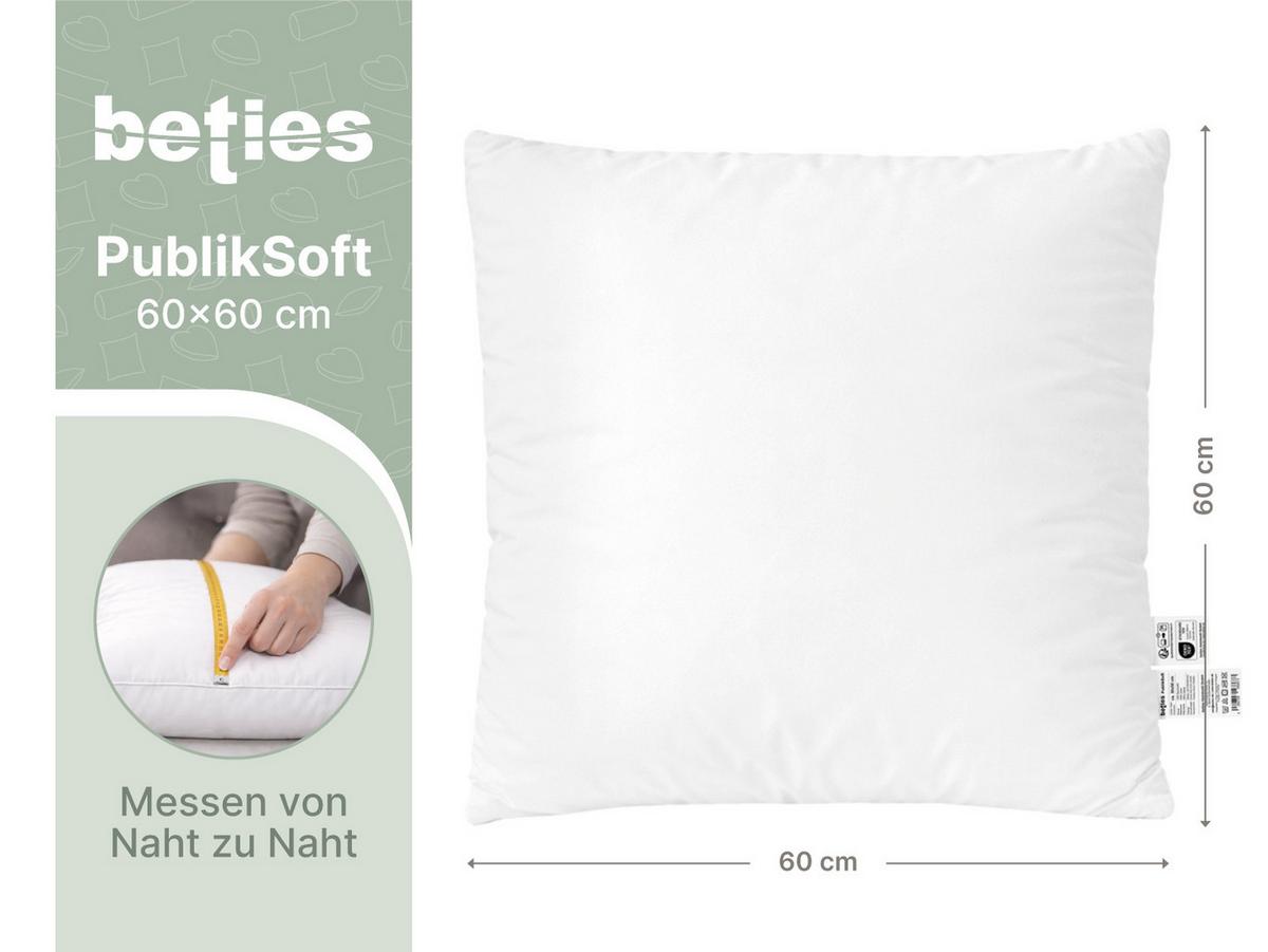 DAUNENKISSEN PublikSoft 60/60 cm - Weiß, Naturmaterialien/Textil (60/60cm) - beties Heimtextil